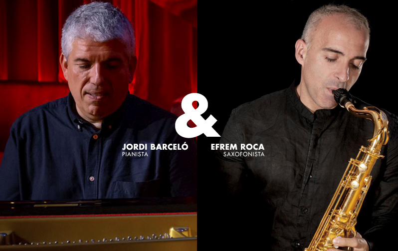 Actuacions musicals del pianista Jordi Barceló i el saxofonista Efrem Roca actuant en directe a Illa Carlemany durant la temporada festiva