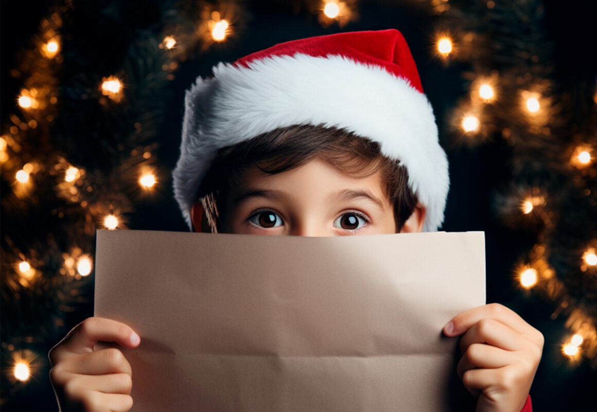 Nen emocionat llegint carta de Nadal per lliurar al Pare Noel a Illa Carlemany